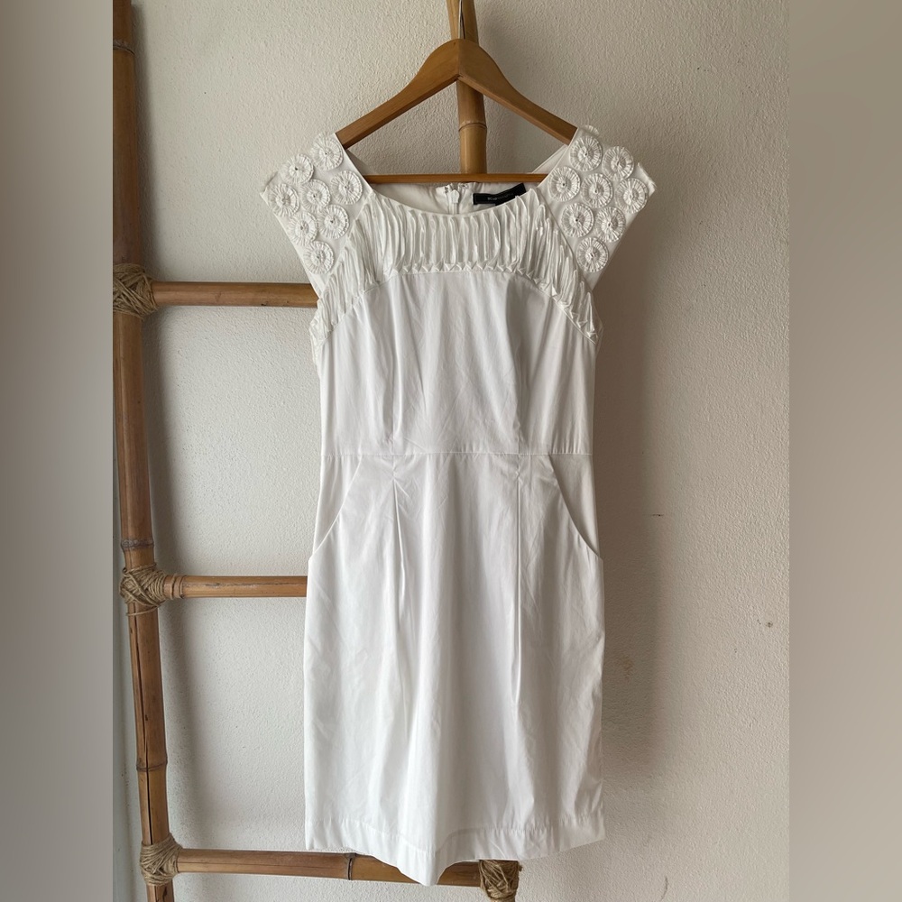 BCBGMaxAzria White Lace Sleeve Mini Dress